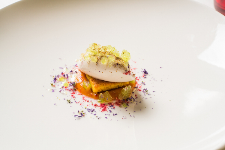 Colours: dessert with almond, celery, carrot and cardamom
