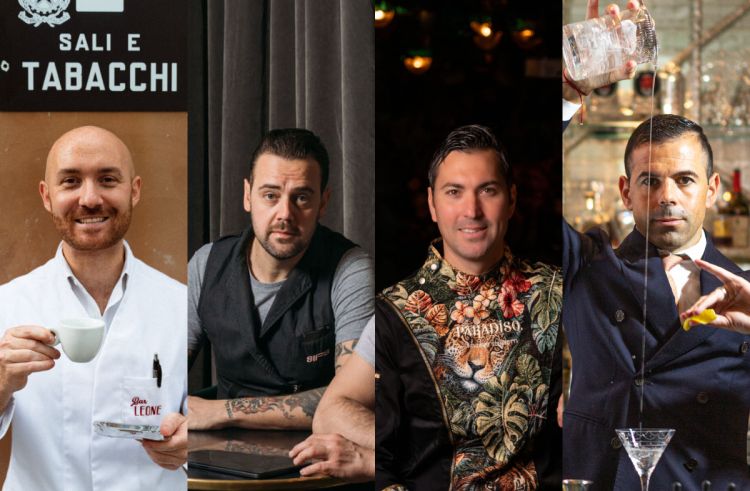 I quattro bartender italiani protagonisti a Convergence: Lorenzo Antinori (Bar Leone, Hong Kong), Simone Caporale (Sips, Barcellona), Giacomo Giannotti (Paradiso, Barcellona) e Agostino Perrone (Connaught Bar, Londra)
