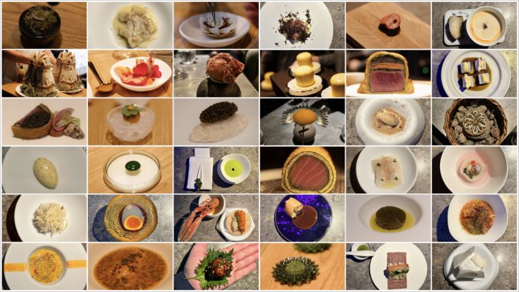 Alcuni dei 103 piatti di Convergence, ossia cinque