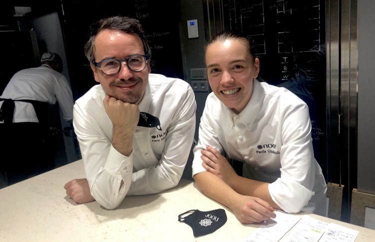 Morales with Paola Gualandi, 24, from Lecco in Italy, more than a sous-chef at Noor: "When I'm away from the restaurant", he says, "I know she's there and I'm relaxed"
