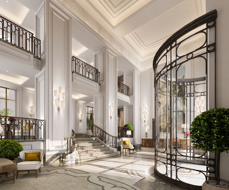 La magnifica entrata del nuovo Corinthia Rome, in�