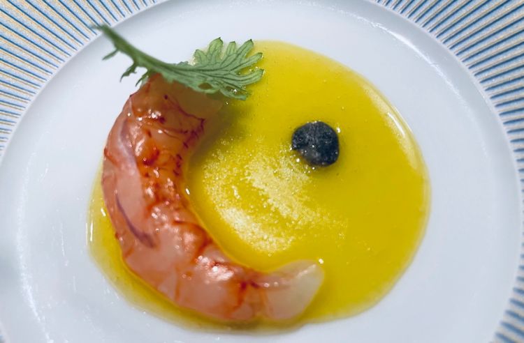 Gambero rosso crudo, olio, limone e miele
