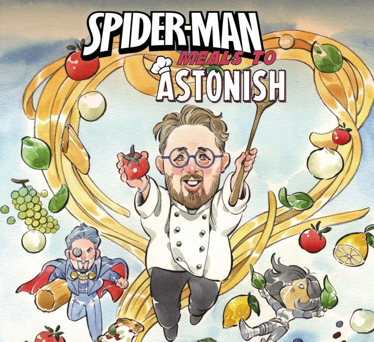 Dettaglio della copertina (con Tomei) di Spider-M