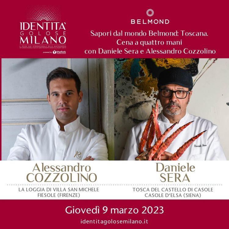 Alessandro Cozzolino sarà protagonista con Daniele Sera (chef del ristorante Tosca di Castello di Casole, Siena) di una cena a Identità Golose Milano, giovedì 9 marzo: i due cuochi omaggeranno i rispettivi territori. La cena è parte del ciclo “Sapori dal mondo Belmond”: 8-9-10 marzo, al ristorante di via Romagnosi
