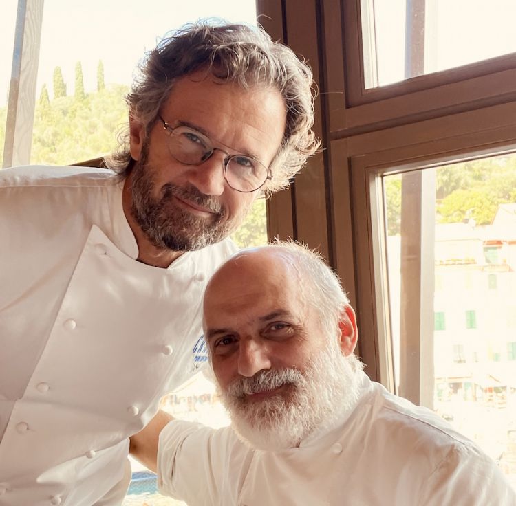Carlo Cracco and Corrado Assenza in the former's restaurant in Portofino on the Ligurian Riviera di Levante