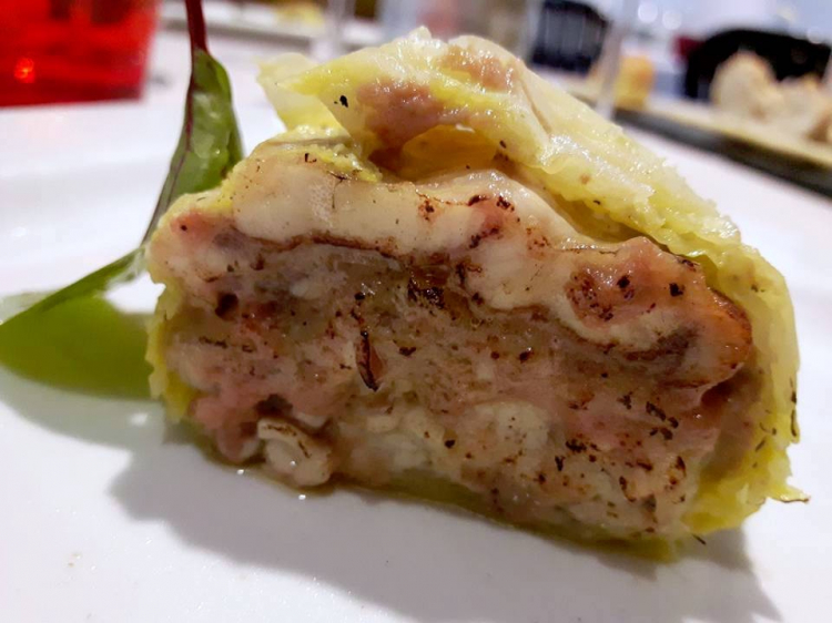 Terrina di anguilla con foie gras e verza (Cucina Bacilieri, Ferrara, chef Michele Bacilieri)
