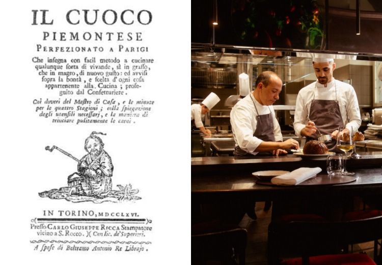 Il cuoco piemontese perfezionato a Parigi e lo chef al lavoro nella cucina del Del Cambio
