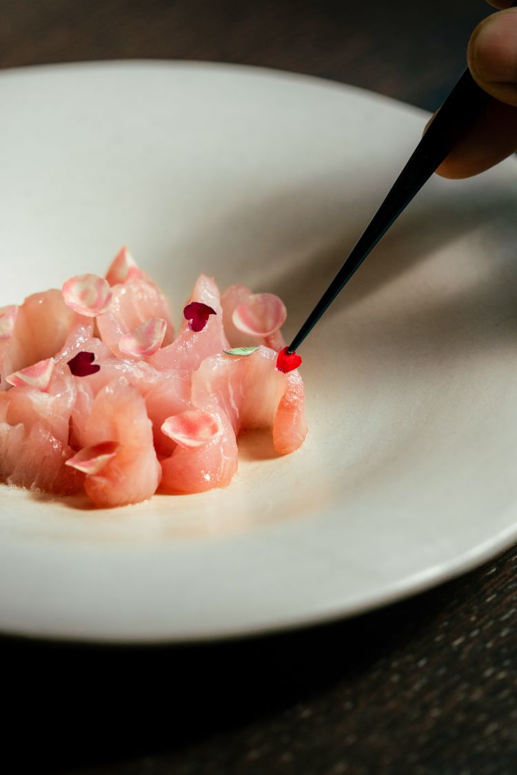 Crudo di ricciola hamachi al succo di finocchio speziato