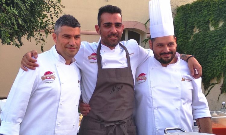 Tre degli chef in gara: Salvatore Lipari, Giuseppe Geraci (vincitore per il pubblico) e Alessandro Ravanà (vincitore per la giuria)
