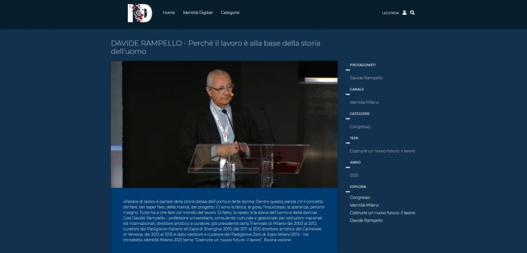 Il video dell'intervento di Davide Rampello a Identità Milano 2021
