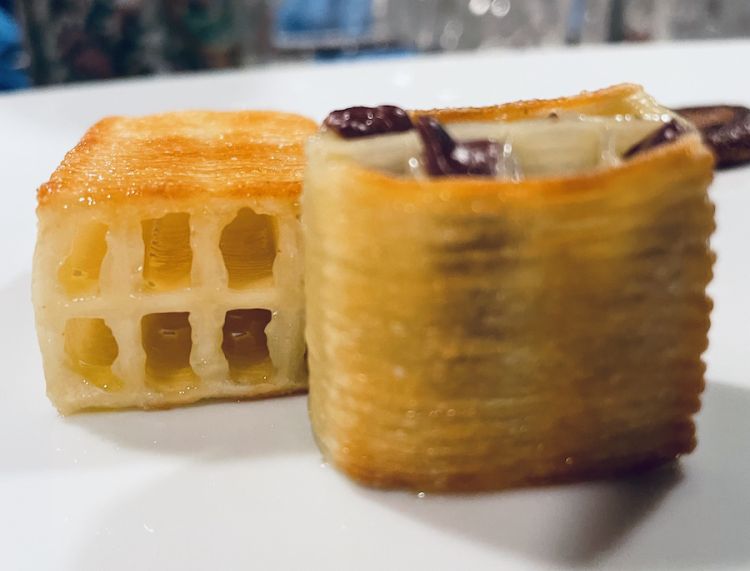 Pasta 3D, piccione e “patate” di pane ammollato e lievito madre
