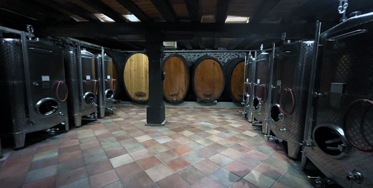 La parte della cantina dedicata all'affinamento dei vini
