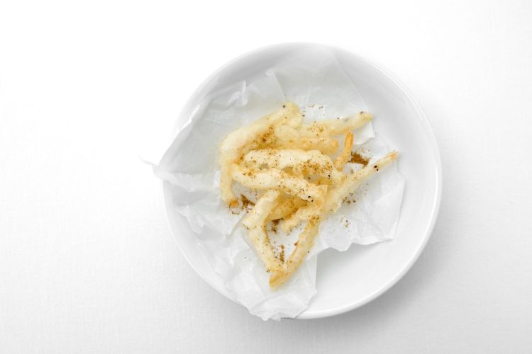 Schie in tempura e polvere tandoori
