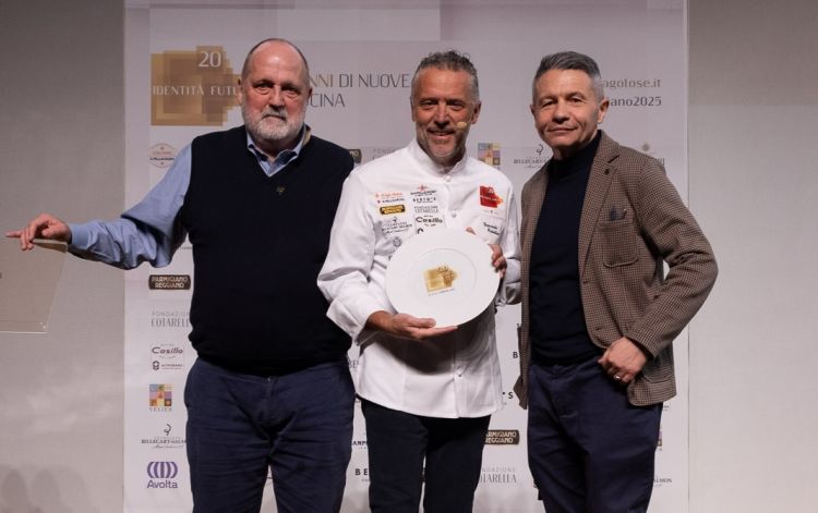 Giancarlo Perbellini tra Paolo Marchi e Michele Ca