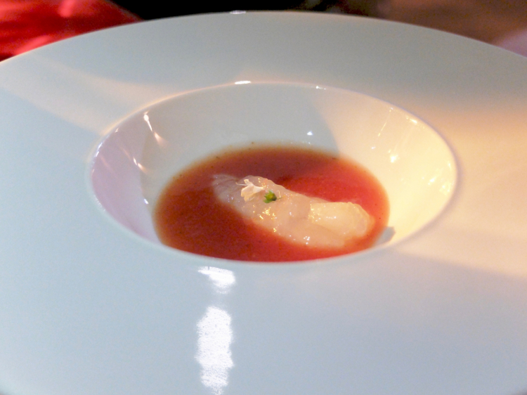 Scampi from Polignano, soup of date tomatoes and oregano. Photos by Tanio Liotta​
