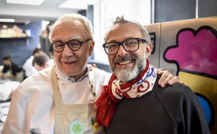 Alain Ducasse and Massimo Bottura in a photo ta
