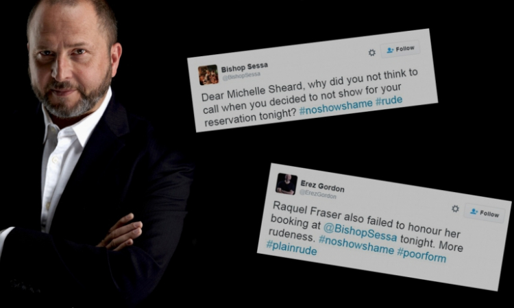 Il ristoratore australiano Erez Gordon ha deciso di pubblicare su Twitter, con l'hashtag #NoShowShame, i nomi dei clienti "scomparsi". L'immagine è di www.therail.media
