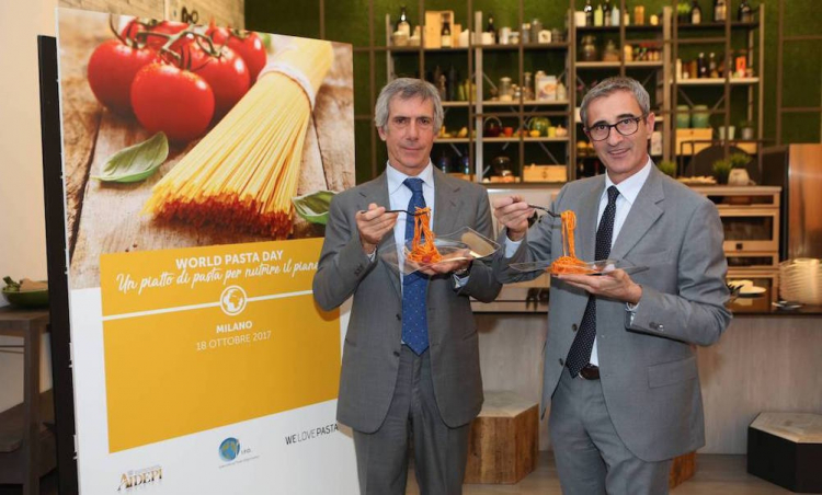 Paolo Barilla and Riccardo Felicetti, respectively neo-president and departing president at Ipo, the International Pasta Organisation
