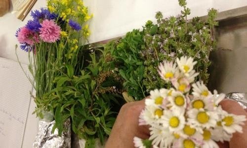 Flowers on the table of the St.Hubertus inside hot