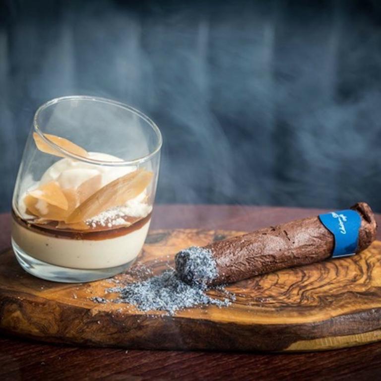 The sweet/smokey dessert de Costanzo created which impressed Gordon Ramsay