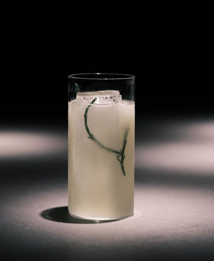Dalla cocktail list di Scuro, Distillato di Sedano, shrub zenzero, mela smith