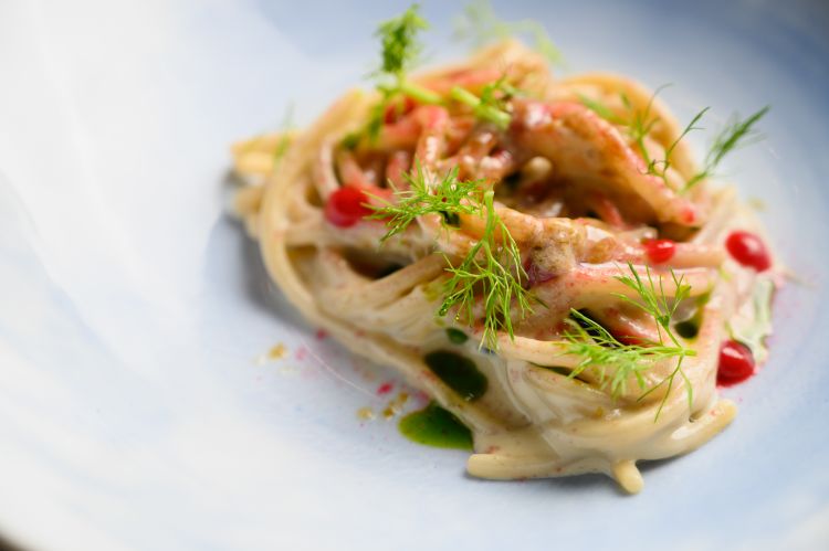 Spaghetto, ostrica e lampone