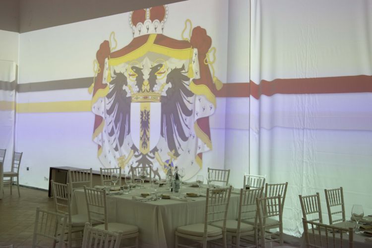 La sala immersiva situata all'interno del Castello degli Imperiali dove si è svolto il pranzo inaugurale dell'evento