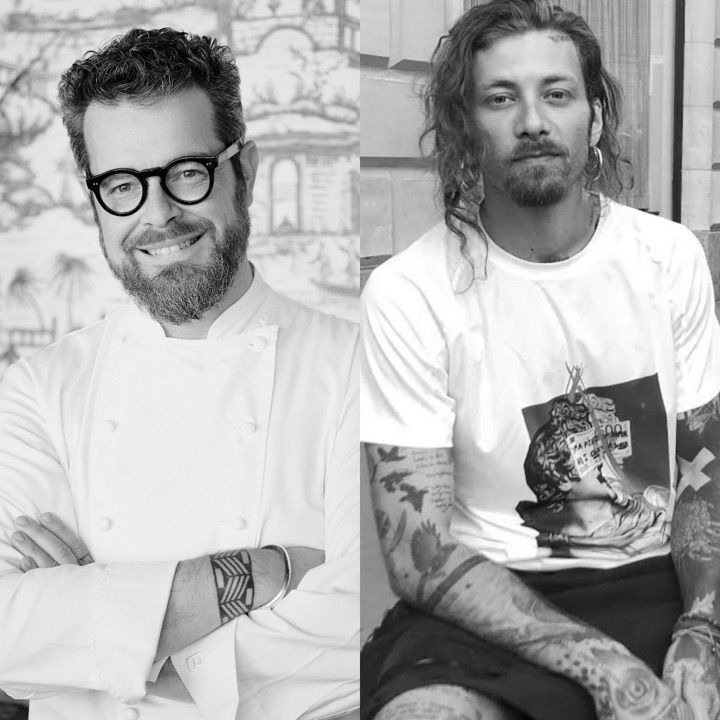 Lo chef Eugenio Boer assieme all'artista Andrea Marcaccini