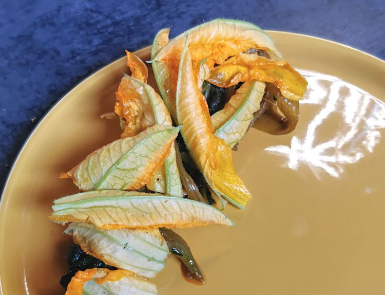 Zucchina sotto sale, cime di zucchina e fiori di zucca