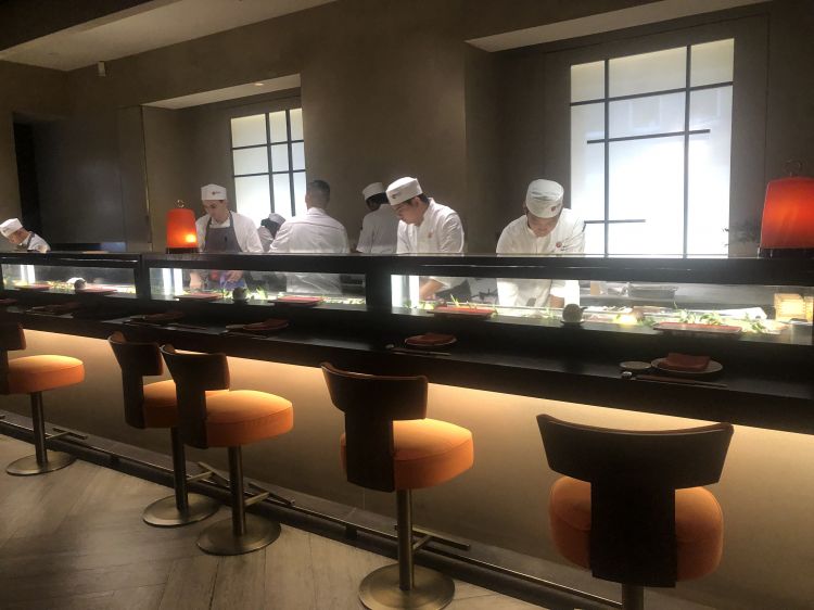 The sushi counter at Nobu Milan
