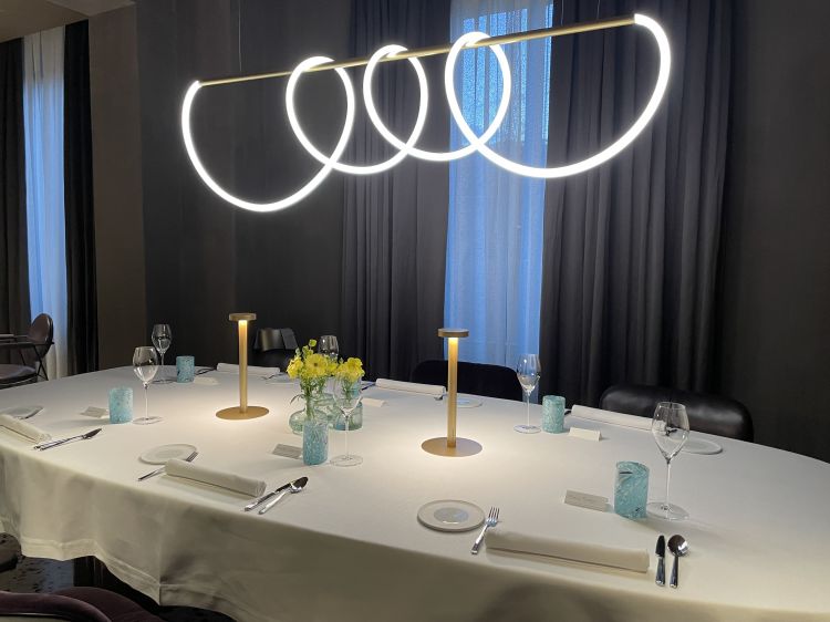 Un dettaglio della sala del ristorante fine dining di Palazzo Utini

