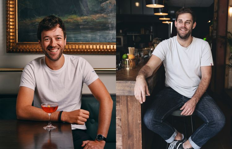 Hugo Gallou e Hyacinthe Lescoët, soci in affari con i cocktail bar della scena parigina The Cambridge Public House e Little Red Door