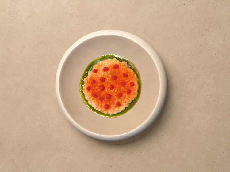 Risotto di Vialone nano, pomodoro, pomodoro verde fermentato, marmellata di pomodoro
