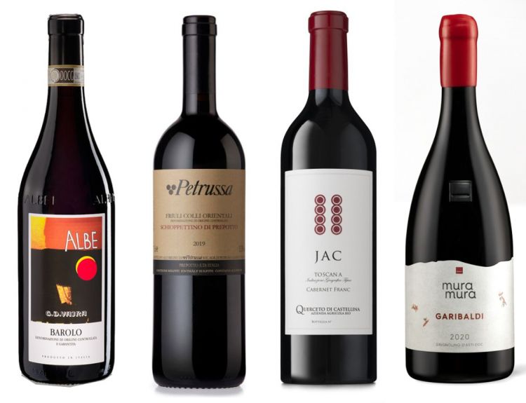 Altri quattro vini ideali per gli abbinamenti di Natale: Barolo Albe 2020 di G.D. Vajra, Schioppettino di Petrussa, Jac di Querceto di Castellina e Grignolino d’Asti 2022 Garibaldi di Mura Mura
