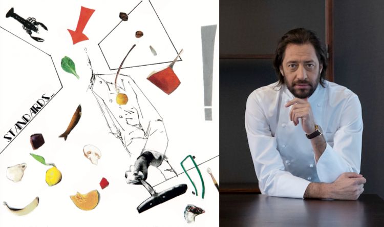 Luigi Taglienti e la copertina del suo nuovo menu,