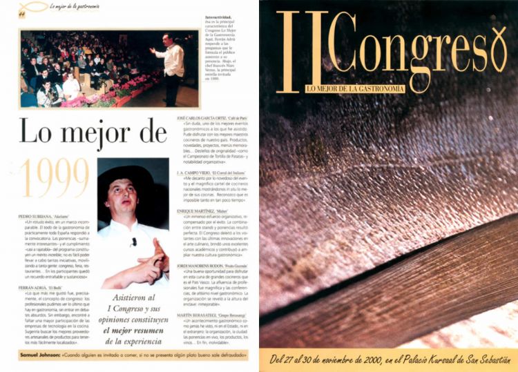 Sulla sinistra, un articolo sulla prima edizione de Lo Mejor de la Gastronomia, anno 1999. A destra, il manifesto della seconda edizione, anno 2000
