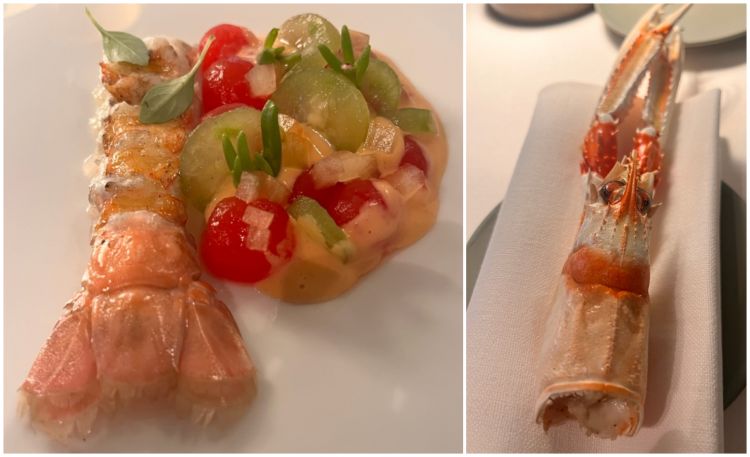 Scampo, cocomero, cetriolo e scalogno