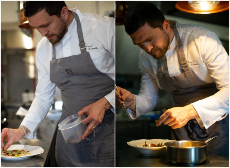 Lo chef Tommaso Sanguedolce al lavoro al ristorant