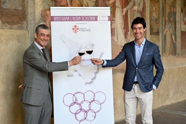 Francesco Mazzei, Presidente dell'Associazione L'Altra Toscana, e Gabriele Gorelli, fondatore dell'unico master of Wine italiano
