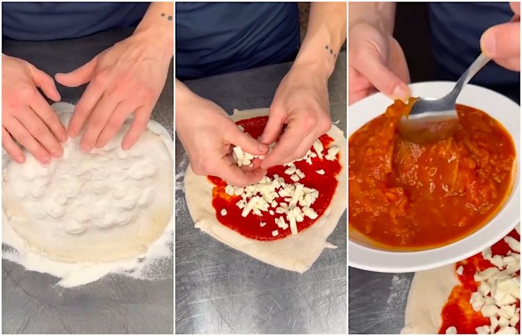 La preparazione della Pizza col friggione nelle sue varie fasi
