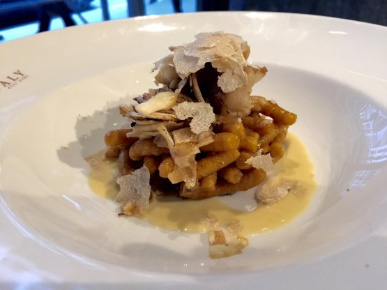 Autumn in New York, Passatelli risotto-style in a "broth of everything" by Massimo Bottura