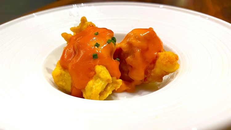 Gambero croccante con salsa rosa e lime