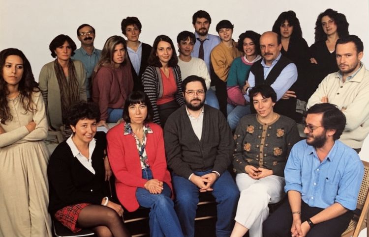 La redazione del Gambero Rosso nella sede di Via Ripetta 66, nel novembre 1991