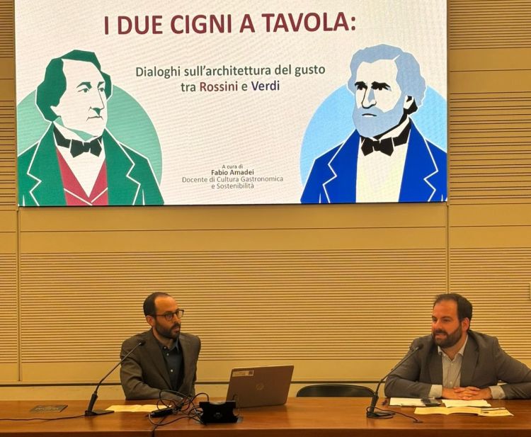 Fabio Amadei, docente di Storia della gastronomia, e Giacomo Bullo, communication manager di ALMA