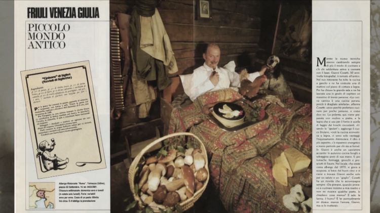 Gianni Cosetti. Dopo aver fatto l'apprendista nell'albergo Val Pesarina gestito dal padre Sardo fra le montagne di Pesariis, nel 1953 frequenta la scuola alberghiera di Arta Terme. Poi lascia il Friuli per Roma dove, assieme alla sua famiglia, gestisce la mensa aziendale e il bar del Quirinale (1958-1964). Successivamente aiuta per un paio di anni i genitori nella conduzione dell'albergo Morgenleit di Sauris. Nel 1964 rientra in Carnia dove rileva la trattoria Cooperativa di Tolmezzo che gestisce fino al 1968. L'anno seguente inizia l'avventura del Roma di piazza XX Settembre a Tolmezzo. Gli anni Ottanta e Novanta sono quelli del successo, scrivono di lui i più importanti nomi del giornalismo enogastronomico, il suo ristorante è frequentato da vip e intellettuali, da tutto il mondo arrivano intenditori della buona tavola per gustare le sue creazioni originali ma fortemente legate ai valori del territorio. Nel 1991, il suo locale viene insignito della stella Michelin