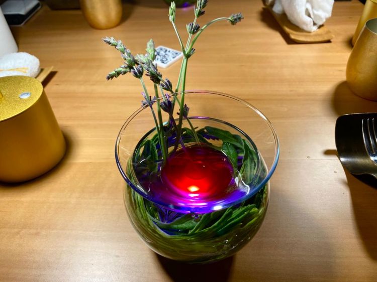 Cocktail hibiscus: cocktail fatto con un aceto di fiori di ibisco fatto in casa, alcool, acqua, fiori di ibisco e zucchero di canna