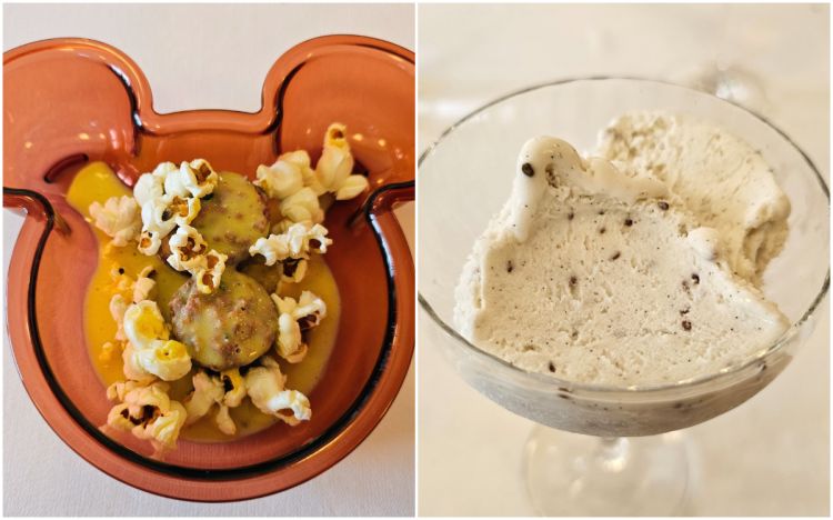 Marretto di vitello con cioccolato bianco e pop corn di Gianvito Matarrese e Gelato allo chevalier e vaniglia di Iginio Ventura