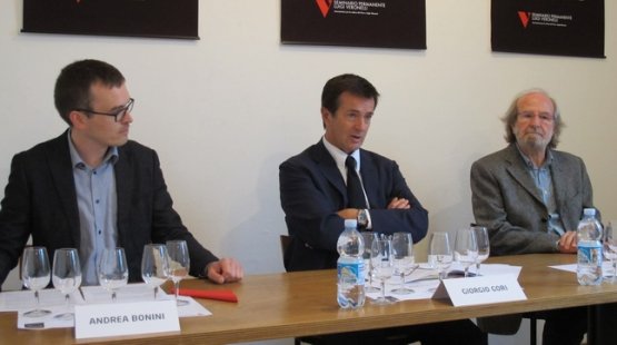 Andrea Bonini e Gigi Brozzoni con il sindaco di Bergamo, Giorgio Gori (foto www.simpatico-melograno.it)
