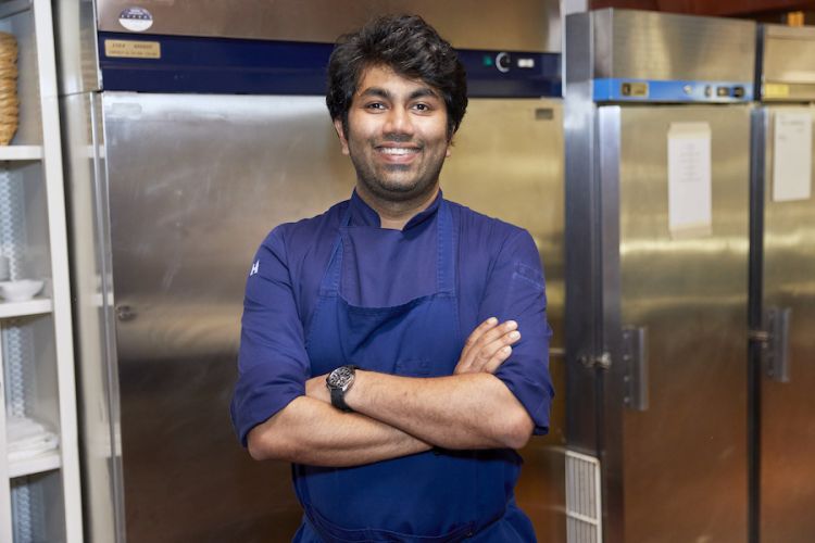 Himanshu Saini at dinner at the Bellavista winery in Franciacorta. Photo Lafata Bruno
