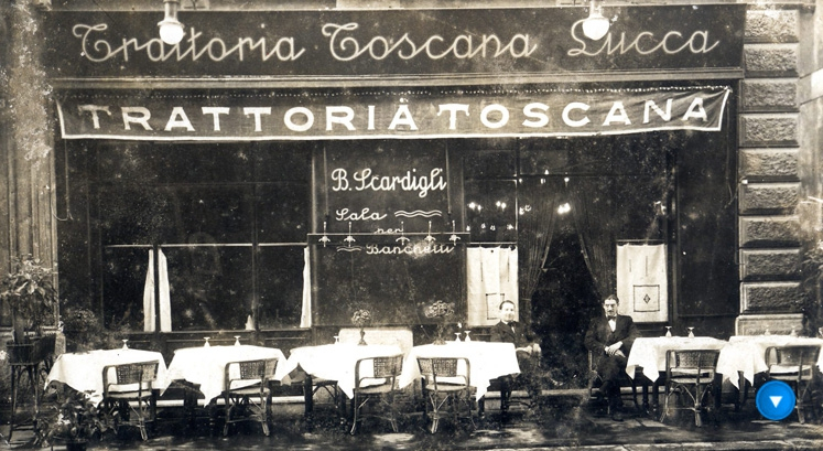La Trattoria Lucca, una delle tante insegne toscane del primo Novecento milanese (esiste ancora, in via Castaldi 3, zona Buenos Aires)
